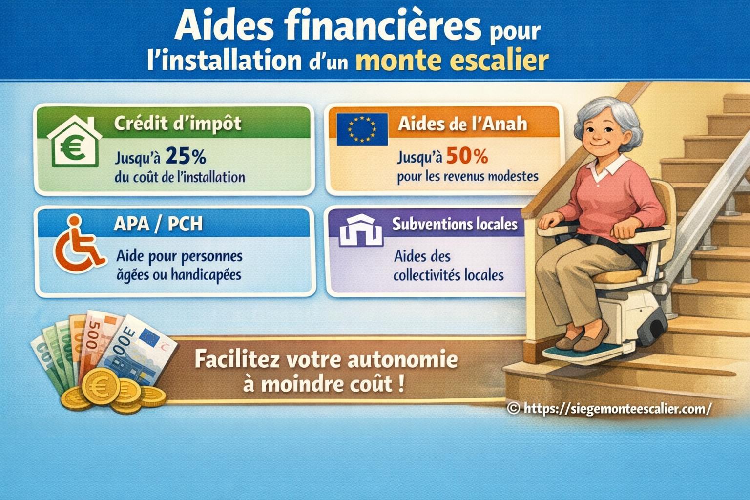 Aides financières pour l'installation d'un monte escalier